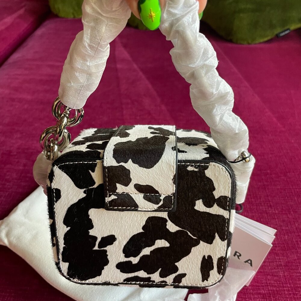 Brandon Blackwood Marlo Buckle Bag in Cow Print Ponyhair NWT - Picture 2 of 7